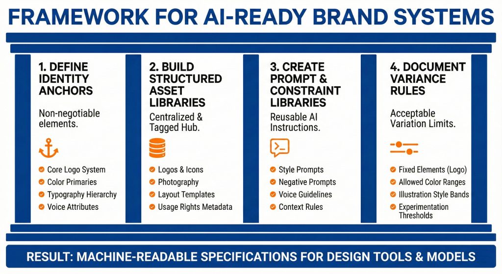 Maintaining brand integrity while scaling with AI generative design 2 Framework for AI-Ready Brand Systems