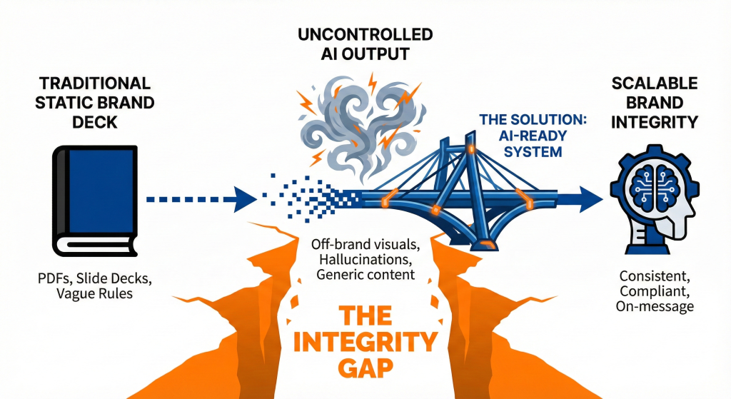 Maintaining brand integrity while scaling with AI generative design 1 The Integrity Gap Why Traditional Guidelines Fail